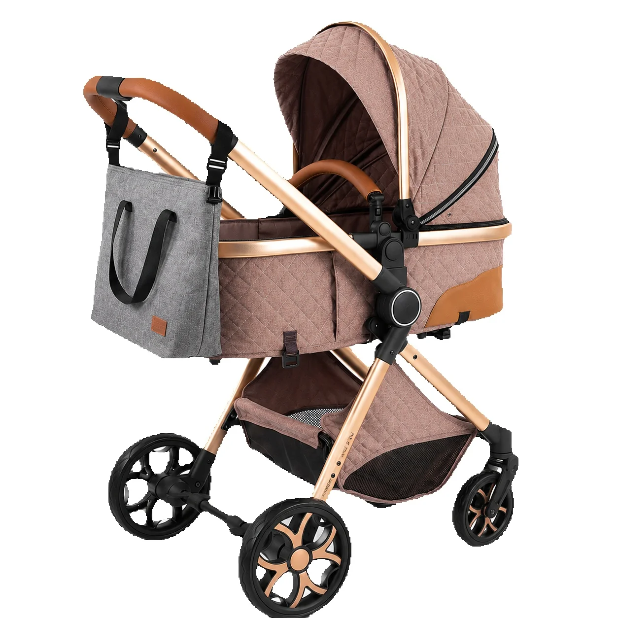 3-in-1 Kinderwagen-Reisesystem mit Autositz, hochwertigem Design, leichtem Aluminiumrahmen, Einhand-Faltmechanismus, umkehrbarem Sitz, gefederter Rädern, UV-Schutzdach, großem Korb, komfortabler,