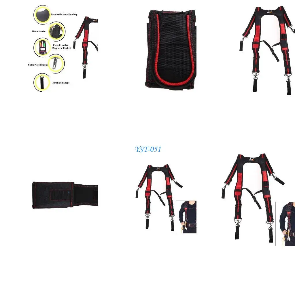 

E15A Tool Belt Suspenders Construction Work Suspender Phone Holder Comfortable Padder