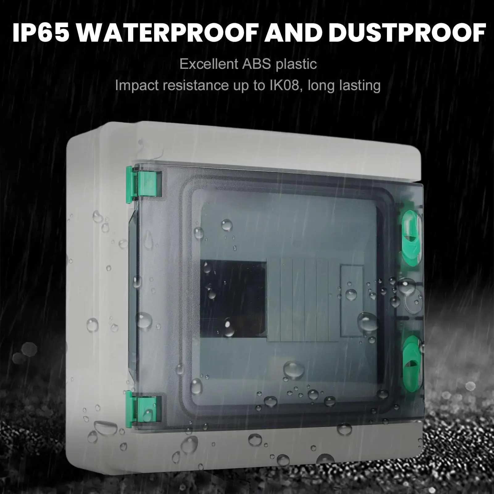 Caixa de proteção de distribuição de energia IP65 à prova d'água Caixa de junção de 8 vias para oficina Montagem DIN de alta segurança