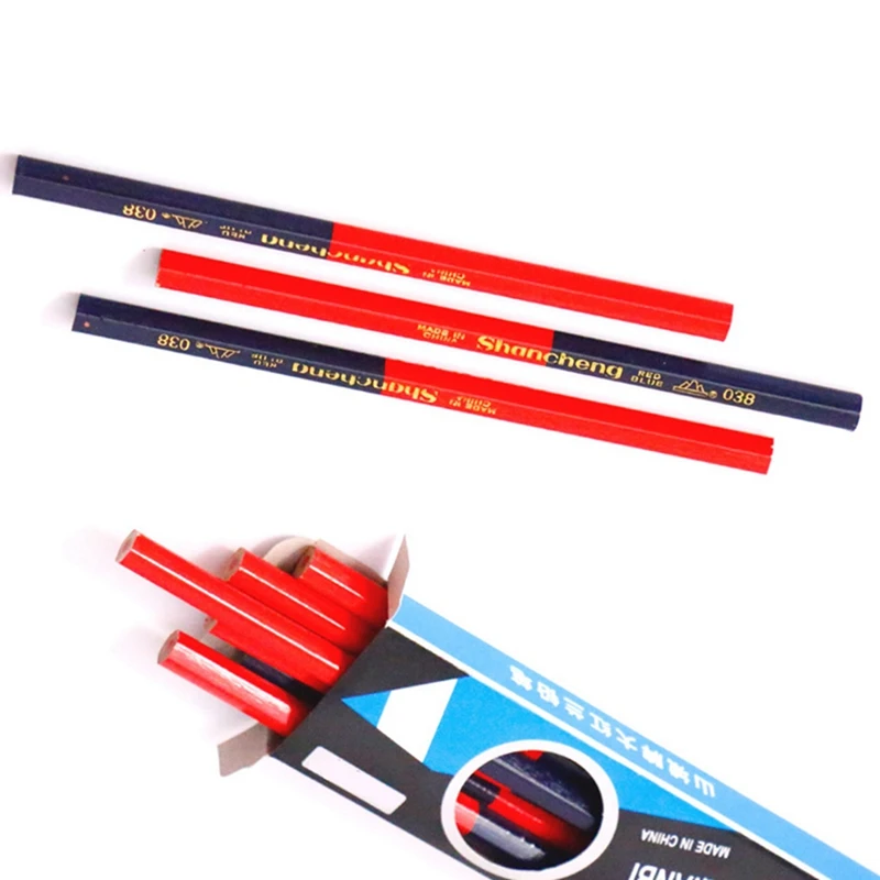 10Pcs/Box Of Red And Blue Double-End Woodworking Pencils