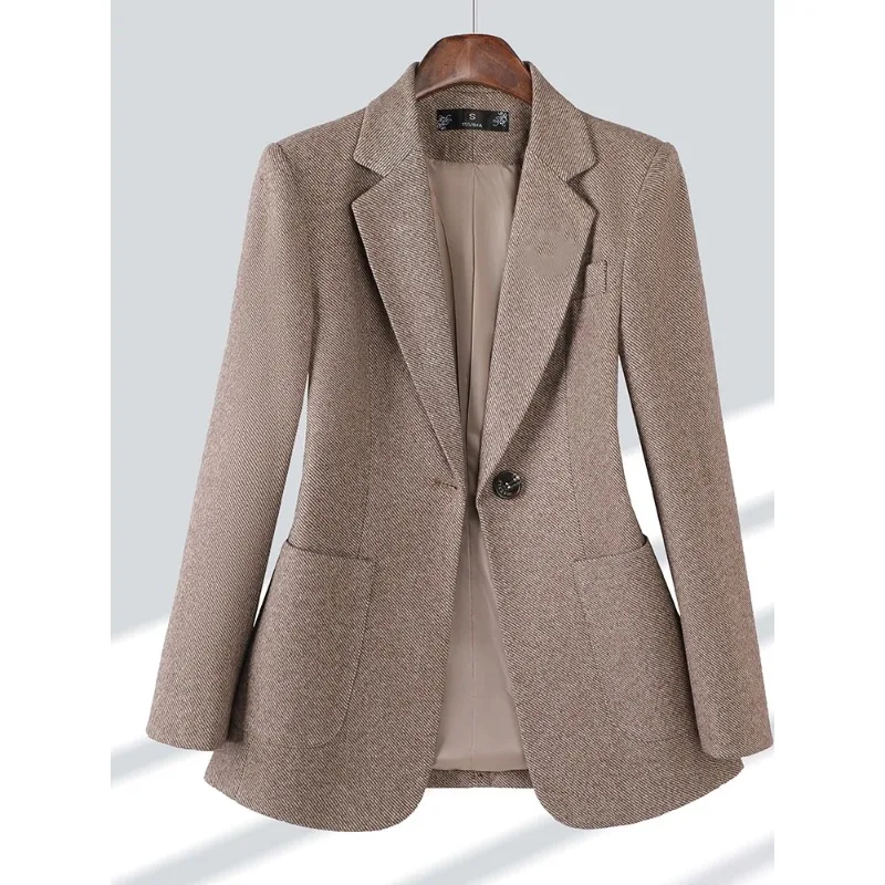 Oral ron-Blazer imbibé à un bouton pour femme, veste formelle pour femme, vêtements de travail d'affaires, dame de bureau gay ingent, automne, hiver