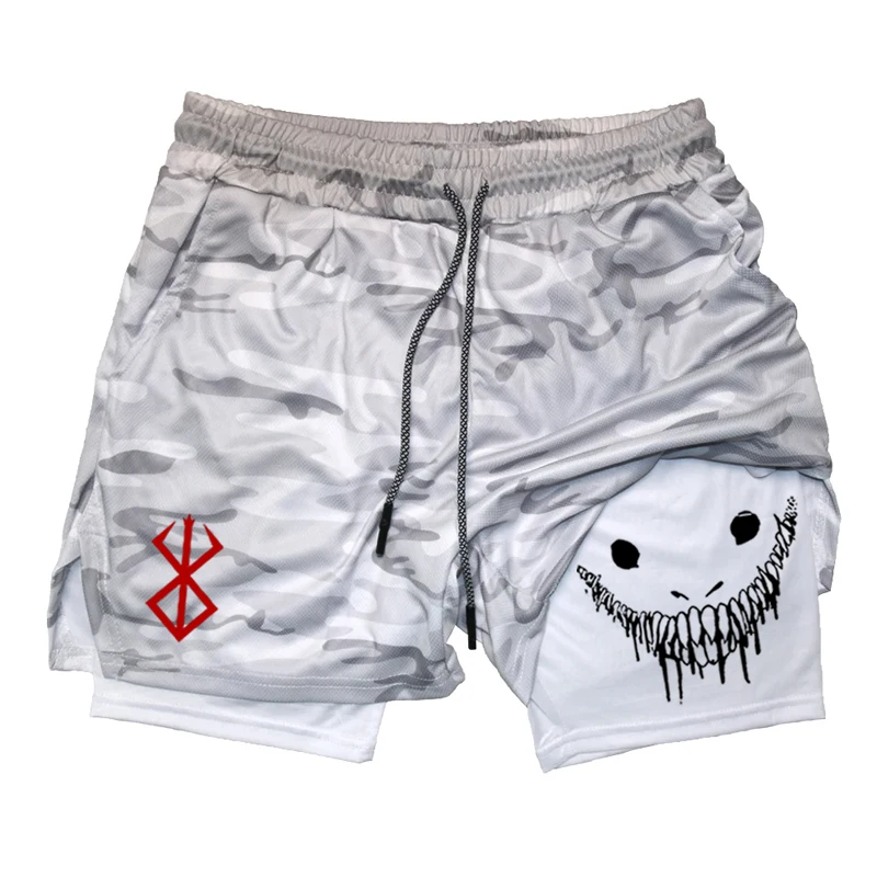 

Летние новые мужские спортивные шорты 2-в-1 Berserk - быстросохнущие шорты для фитнеса, тренажерного зала и бега, повседневные двухслойные дышащие шорты с сетчатой вставкой.