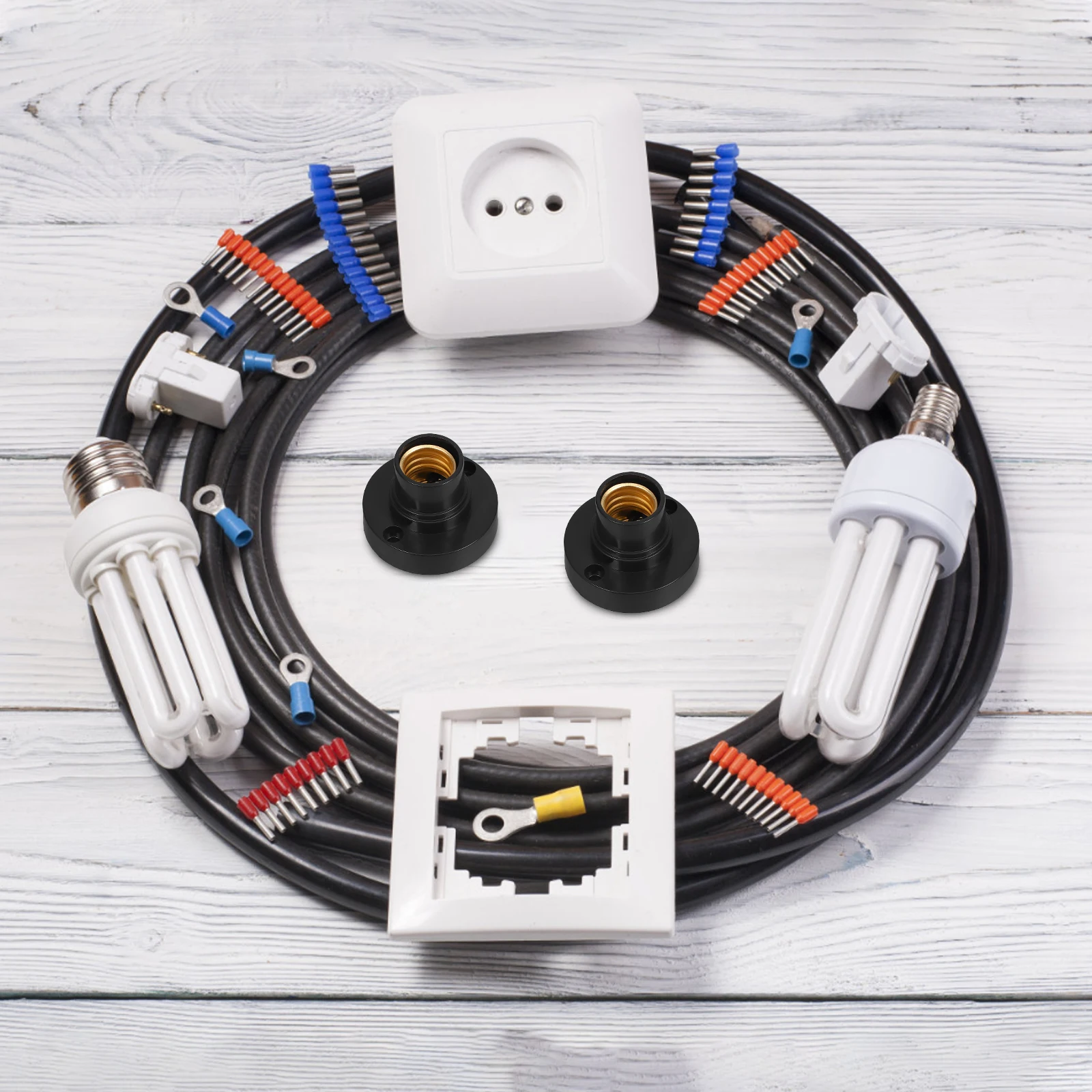 

6Pcs Round E14 Lamp Base Mini Bulb Holder Screw in Socket Adapter High Durability DIY Use Lamp Holder Screw Fitting