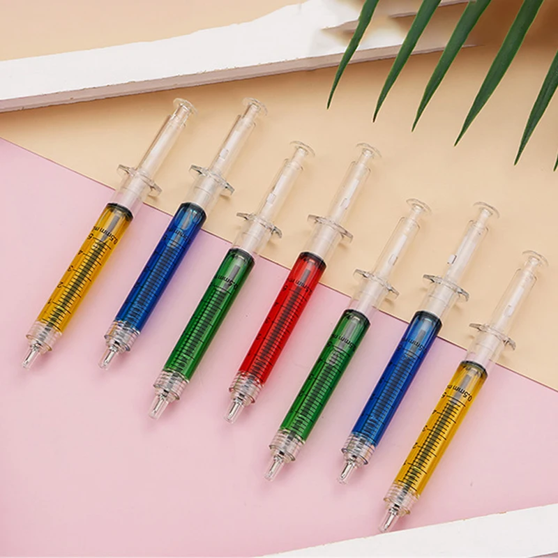 Multi Color Novelty Syringe Needle Shape Ballpoint Creative Styling Needle Pen Office School Stationery Pen Ballpoint Pen