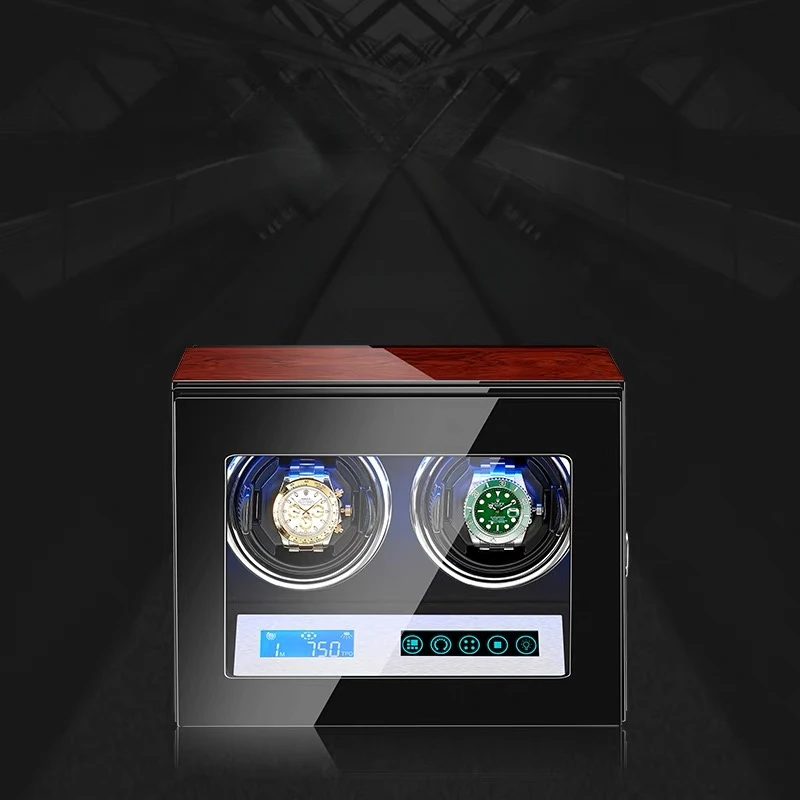 Pemutar jam tangan 6 9 12 mewah kualitas tinggi jam tangan otomatis dengan Motor Mabuchi LCD layar sentuh kotak penyimpanan jam kayu