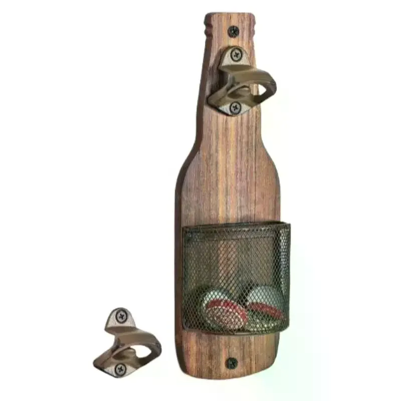 New 1PC Wooden Beer Bottle Opener Wall Mounted Bottle Cap Storage Box Bar Counter Pendant Decoration Wall Mounted Bottle Opener