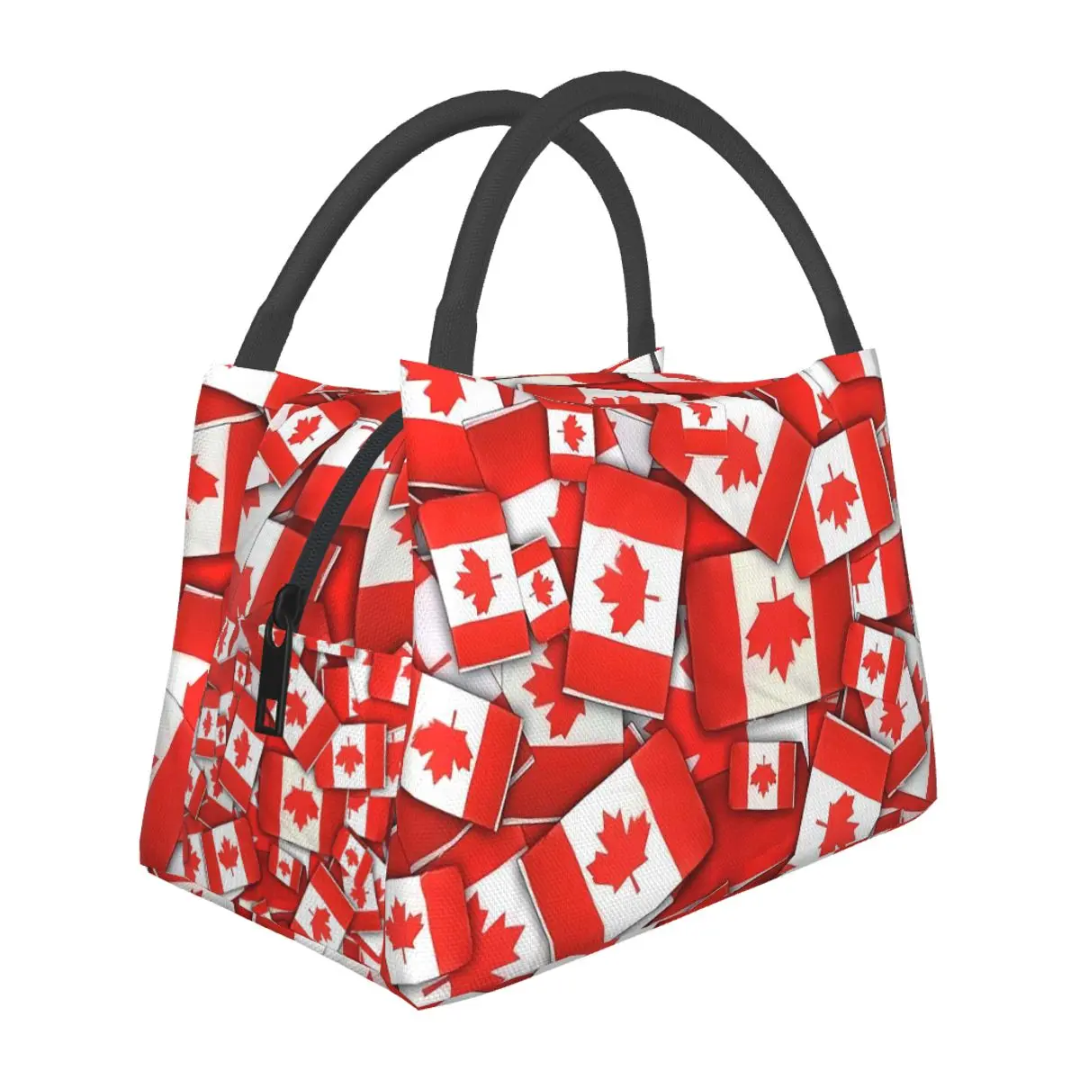 Red Leaf Lunch Bag Canada Flag Picnic Lunch Box For Unisex Leisure Graphic Thermal Lunch Bags Oxford Cooler Bag