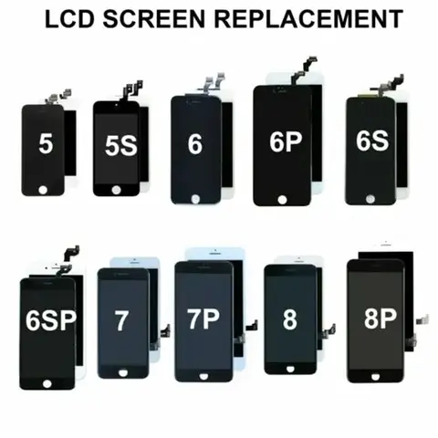 Substituição da tela sensível ao toque para iPhone, Display LCD, Vidro Temperado, 5, 5C, 5S, SE, 6, 6S, 7, 8 Plus, 7, 8 Plus, 7G, 8 Plus