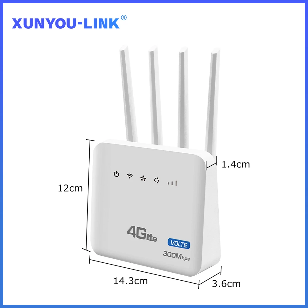 4G LTE WiFi Router WiFi 6 Modem 300Mbps 2.4 G With Wired Telephone Interface SIM Card Slot for Europe Africa Asia South Americ