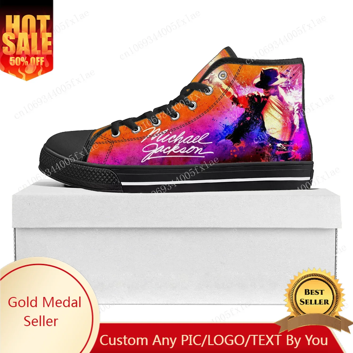 

Michael Jackson Pop Singer Dancer High Top High Quality Sneakers Mens Womens Teenager Canvas Sneaker Couple Shoe Custom Shoe