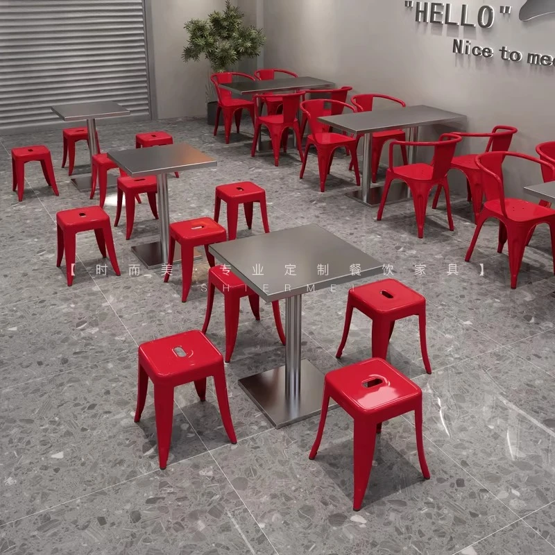 TTSouth East Asia style theme restaurant stainless steel table and chair combination Korean food stall barbecue club supper shop