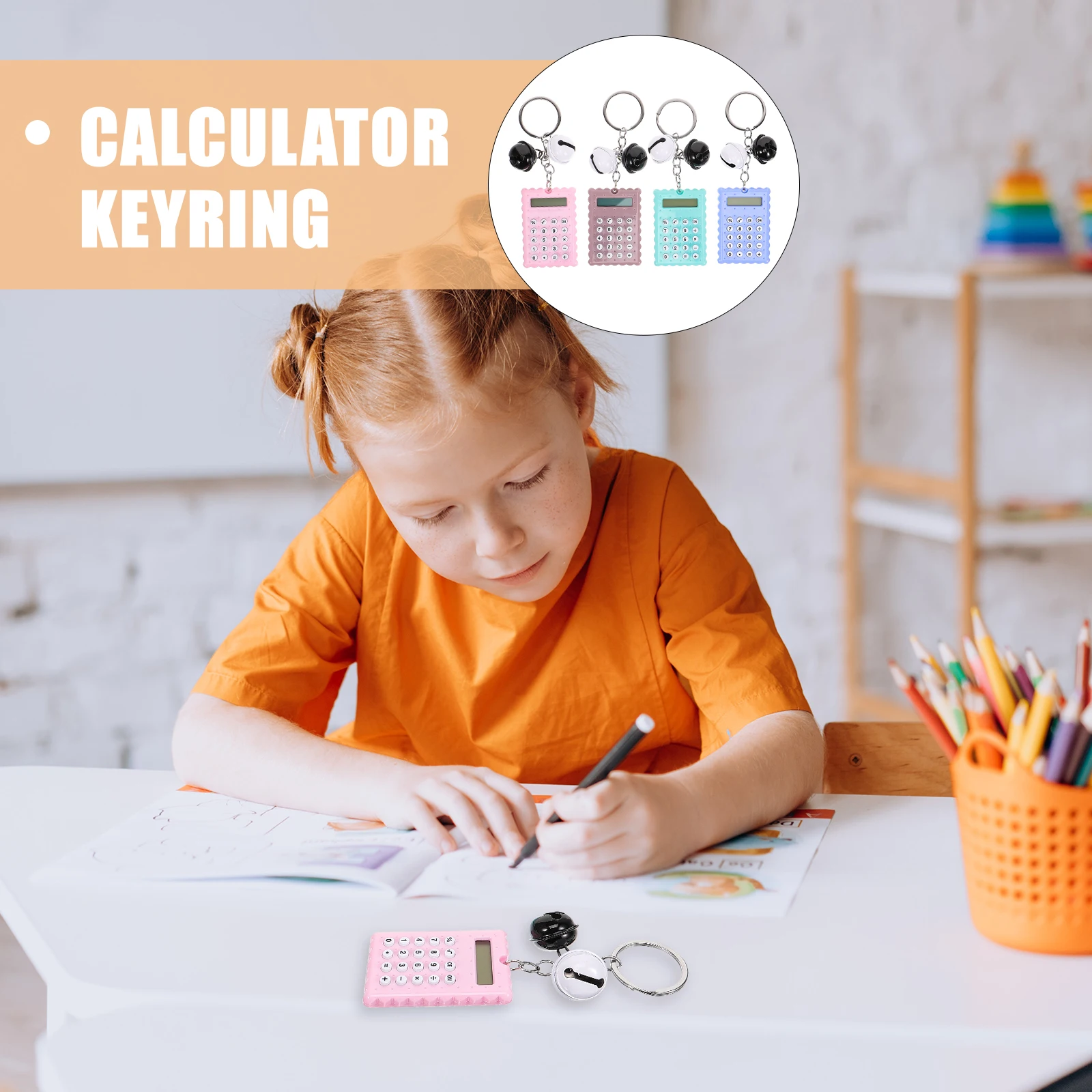 

4 Pcs Biscuit Mini Calculator Student Use Biscuits Keychain Plastic Adorable Shaped Students