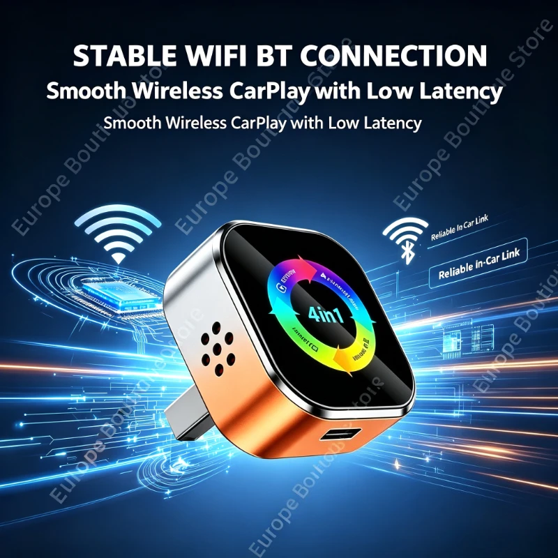 2026 Neuer 4-in-1 Kabelloser CarPlay-Konverter WiFi Bluetooth Airplay Mirror Link Plug-and-Play Auto-Multimedia-Adapter