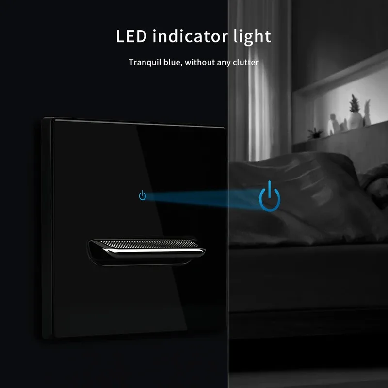 European LED Glass Panel Wall Switch 16A Power Socket R Household Rocker Light Switch