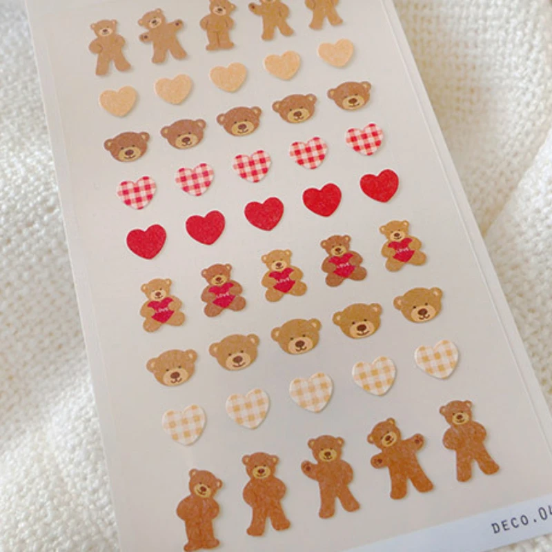 Korean Import Brand Suatelier Mini Teddy Bear Paper Sticker Scrapbooking Diy Journaling Diary Stationery Sticker Nail Sticker