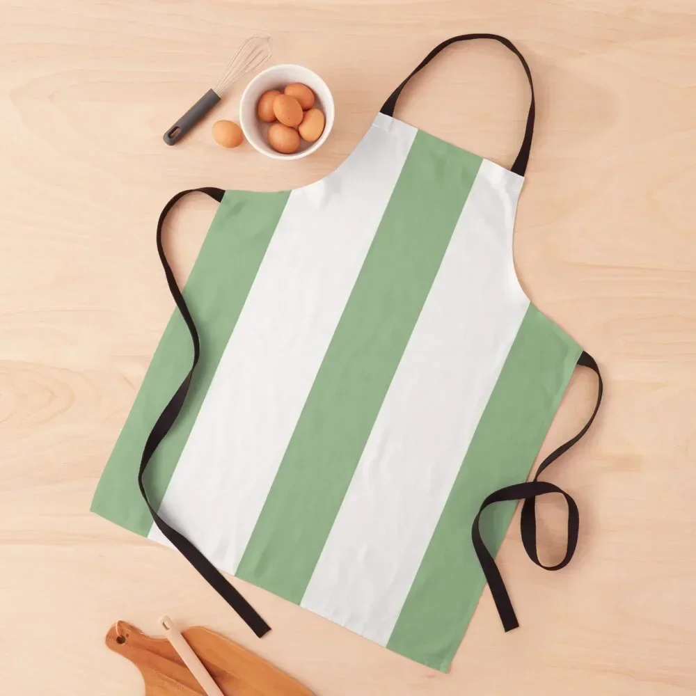 

Thick Green and White Stripes Apron Women's Dress Kitchen Apras Man beauty master Apron