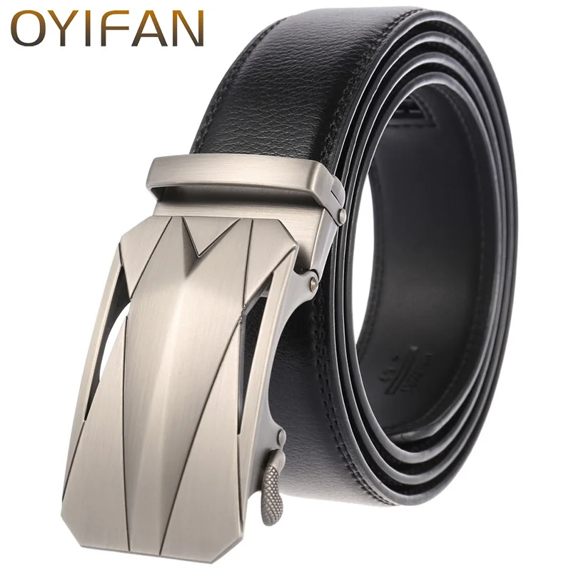 

OYIFAN Men Belt New Automatic Buckle belt Casual Belt for men, Alloy Buckle Ratchet belt Genuine leather belt for men