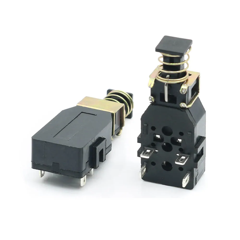 Four-pin straight key switch GST-P4-T key self-locking switch black piano key button start switch
