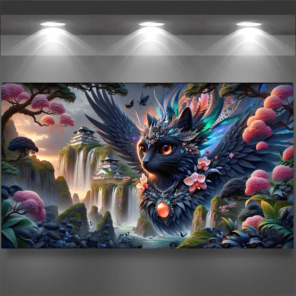 

DIY Удивительный Водопад Замок Черный Ангел Коша Богиня Алмазная Картина Новый 2025 Полный Квадратный Круглый Алмазная Мозаика Искусство Домашний Декор