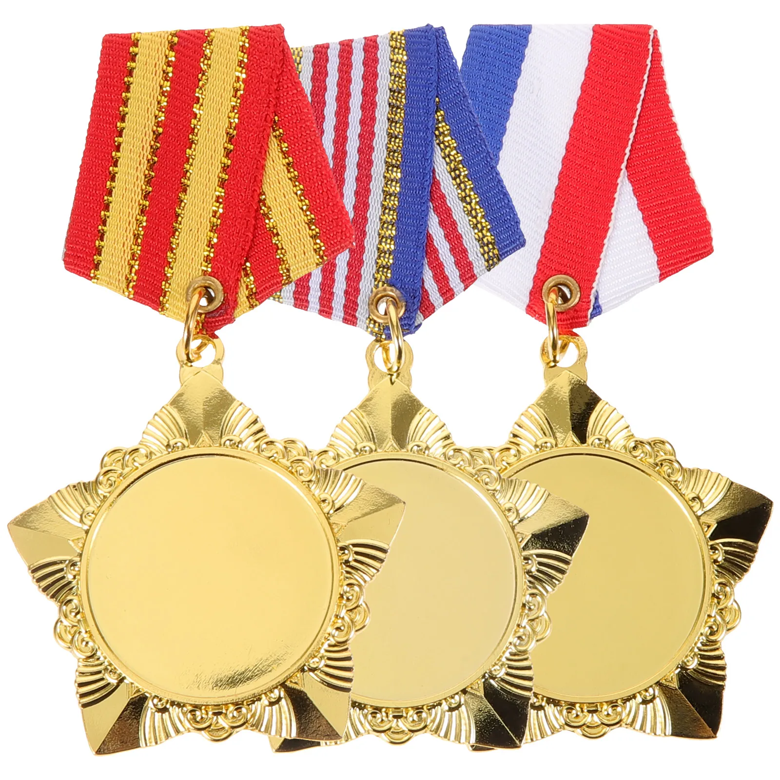 

3pcs Metal Award Medals Soldier Brooch Medal Badge with Neck Ribbon for Party Game Competition Kids Toys Custom Stage Show