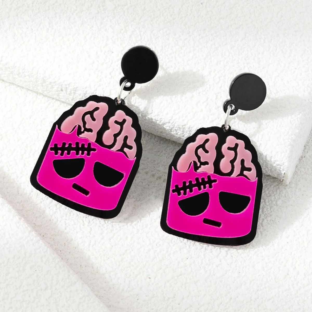 Funny Zombie Brain Earrings for Women Colorful Little Witch Ear Jewelry for Halloween