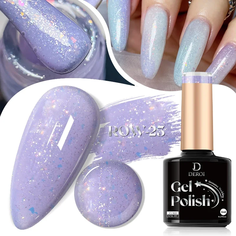 Glitter UV Gel Nail Polish Salon Semi Permanent Nude Pink Sequin Shiny Rubber Base Soak Off Manicure 8ml Nail Art Decorations