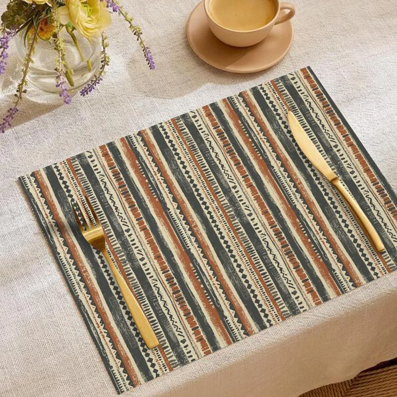 Tischset aus Leinen im Ethno-Stil, hitzebeständige und wärmeisolierende Matte, maßgeschneidertes Restaurant-Tischset