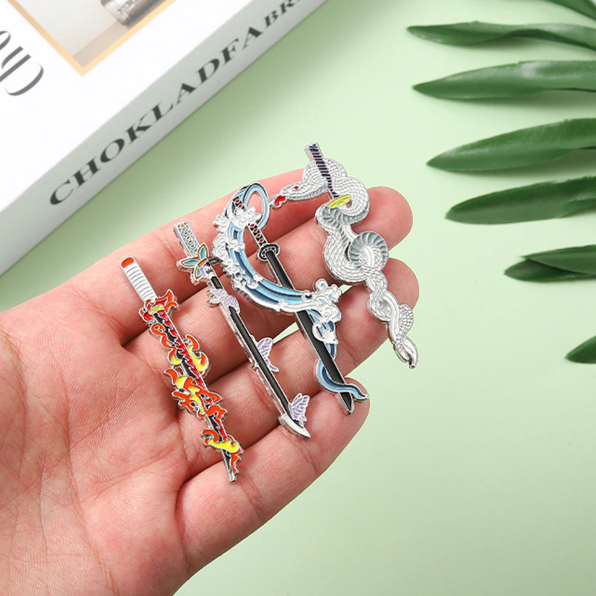 4Pcs/Set Anime Cartoon Samurai Sword Enamel Brooch Kamado Tanjirou Mini Metal Badge Lapel Pin Cosplay Jewelry Accessories Gifts image 2
