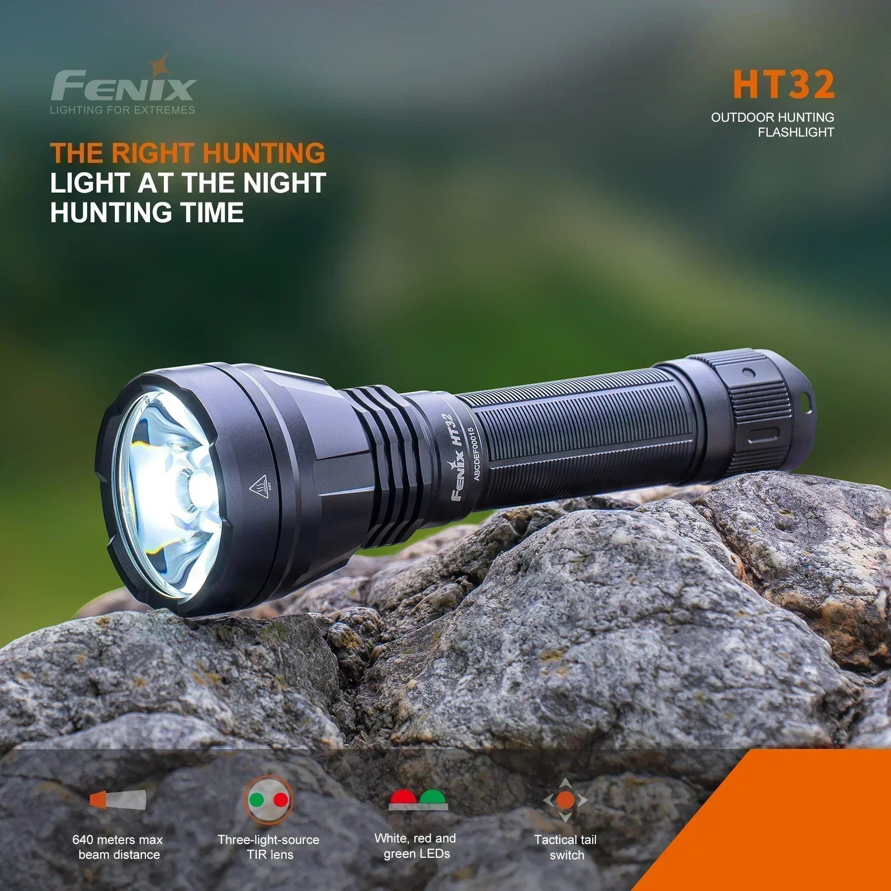 Fenix HT32 2500 Lumens Three-light-source Strong Light Long-range Outdoor Multifunctional Flashlight