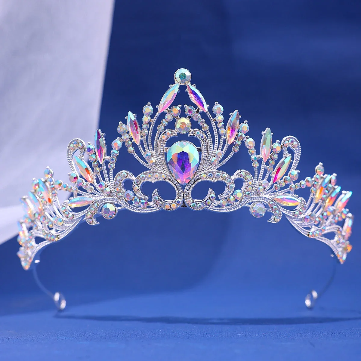 Multicolor Crystal Crown Hair Accessories Tiara For Women Party Colorful Rhinestone Bridal Crown Party Hair Jewelry Gift