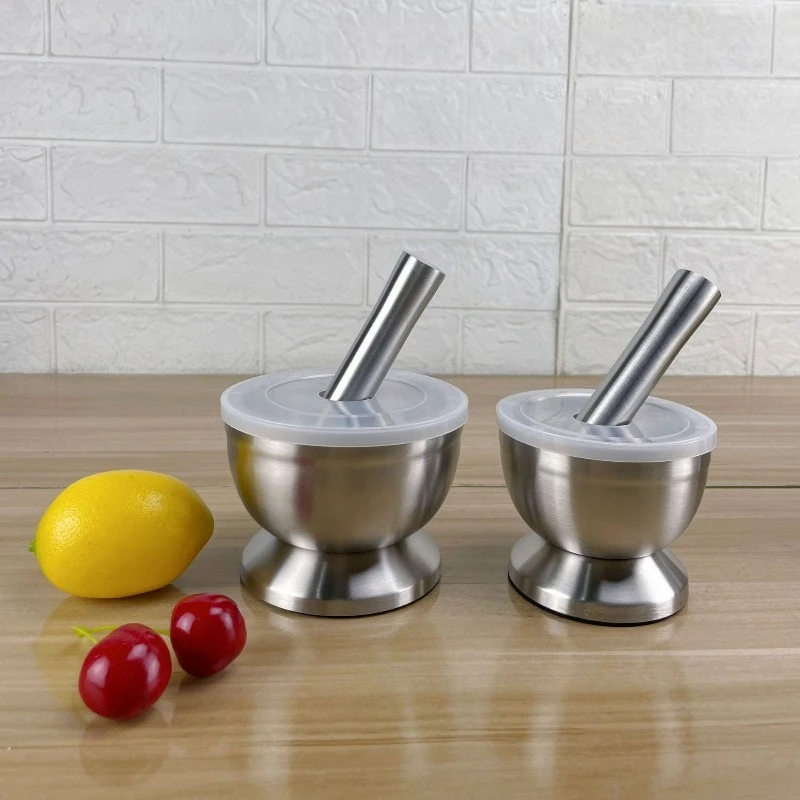 

304 Stainless Steel Garlic Pestle, Household Stone Mortar Jar, Grinding Medicine Pestle Jar, Grinding Bowl Grinder