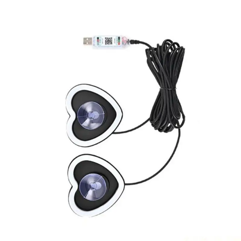 J0MA Heart Shaped LED Light Car Triangle Window Color Changing And Flashing USB Power