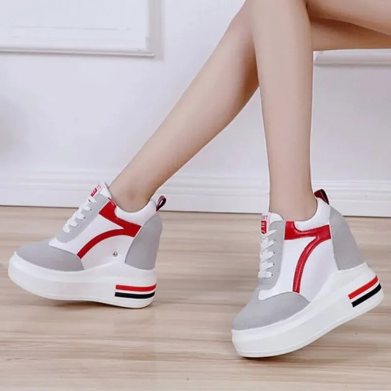 Klassieke Mode Vrouw Hoge Platform Sneakers Lente Vrouwelijke Schoenen Vrouw Zwart Wit Sneakers Ademend Zapatos Casual Mujer W44