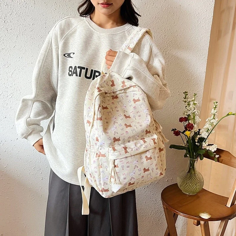 Kawaii Sausage Dog Large Capacity Backpack Unisex School Bag for Junior High And University Students Fashionable Shoulder Bag