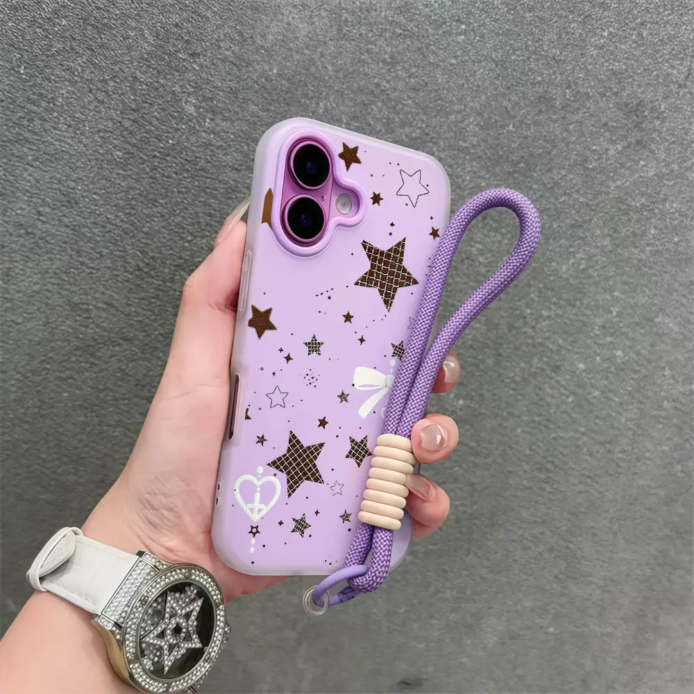 Plaid Star Korean Phone Case For Xiaomi Mi11 Lite 5G 17 Pro Max 15T Pro 15T 14T Pro 2 in 1 Lanyard Matte Cases Wrist Strap Cover view 6