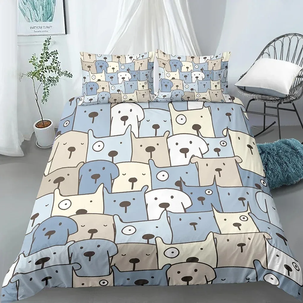 

Cartoon Dog Duvet Cover Set Funny Pug Print King Size Bedding Set for Kids Boys Girls Animal Theme 23pcs Twin Comforter Cover