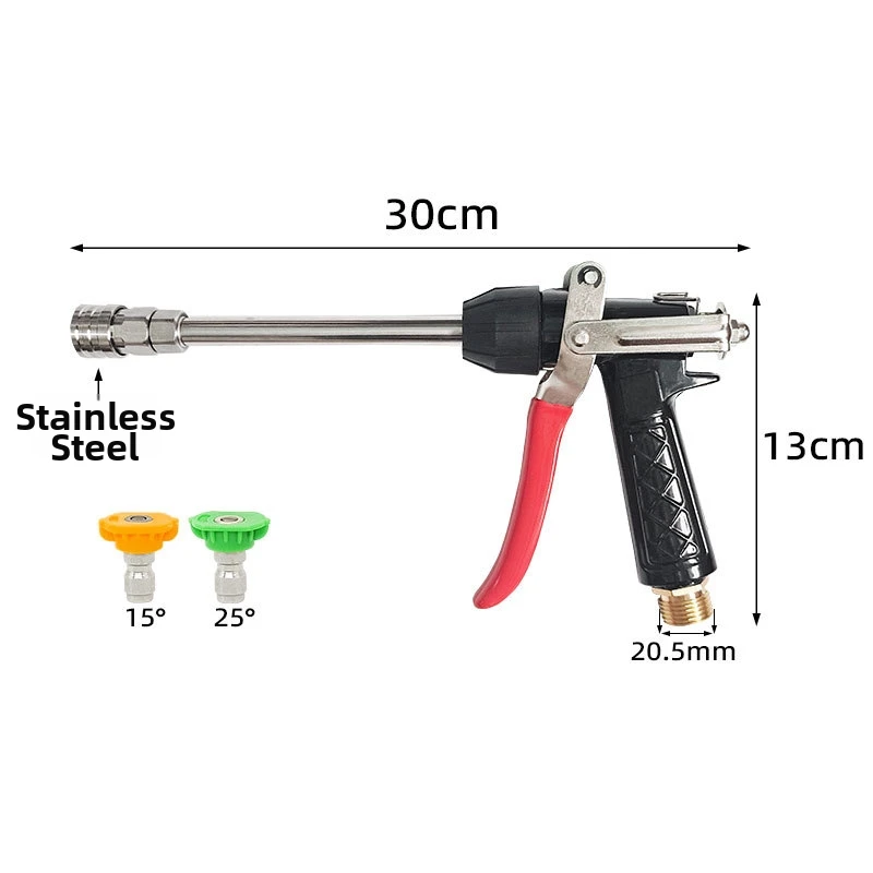 Car Wash Sprayer for High Pressure Washers Featuring Extendable 27.5cm Stainless Steel Wand and Dual Angle Nozzles 15deg 25deg