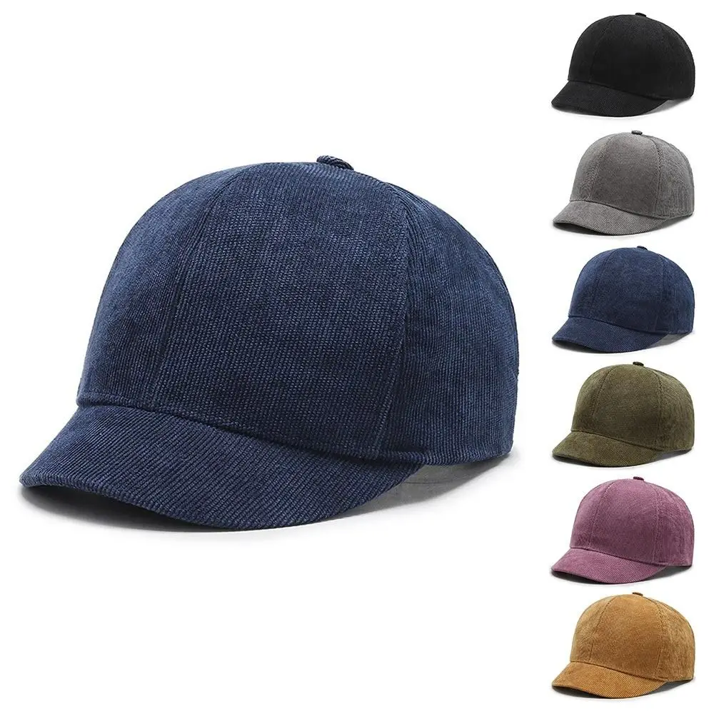 Short Brim Baseball Cap New Adjustable Solid Color Outdoor Visor Cap Outdoor Shade Fastener Tape Peaked Cap Men