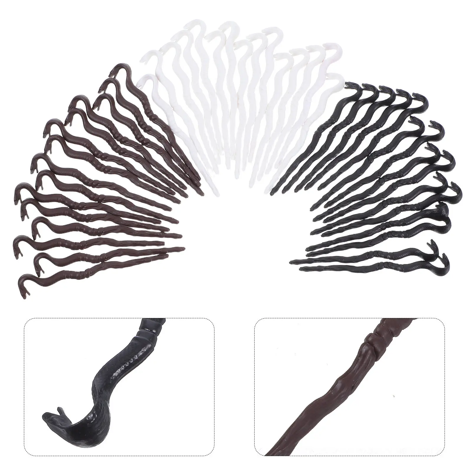 

48Pcs Halloween Snake Head Mini Cane Compact Lightweight Plastic Decorative Prop for Haunted House Party Cosplay Kids Scare