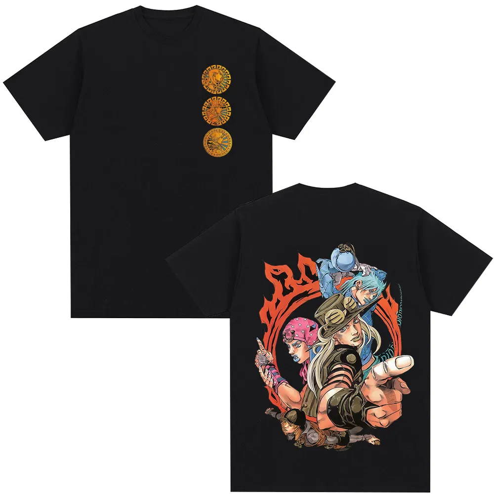 Camisetas de Anime JoJo Bizarre Adventure STEEL BALL RUN Gyro Zeppeli Diego Brando Johnny Joestar, ropa para hombre, Top de manga corta Y2K