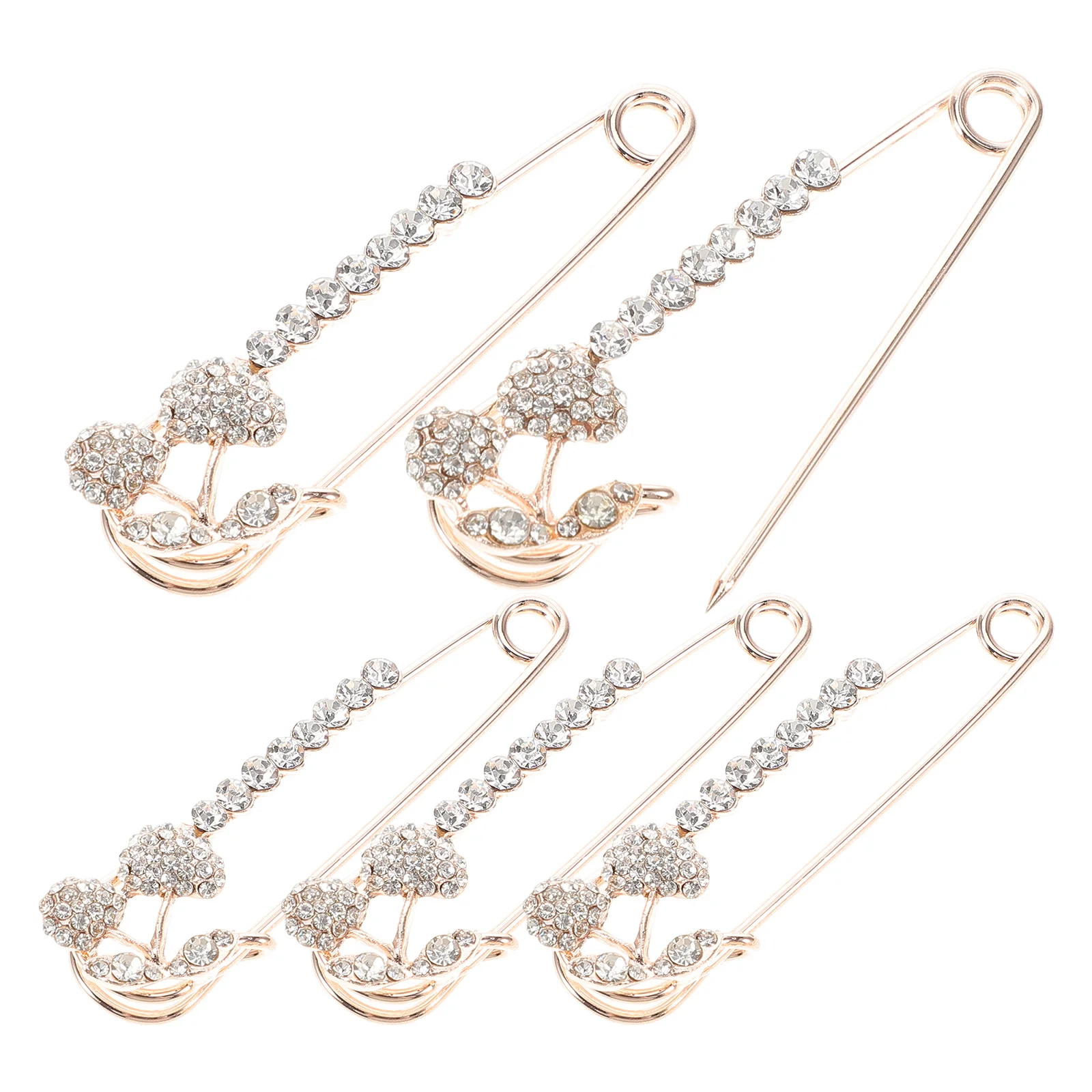 

5pcs Crystal Brooch Elegant Floral Metal Lapel Pins Scarf Hat Cardigan Clips Vintage Style Women Brooches Decorative
