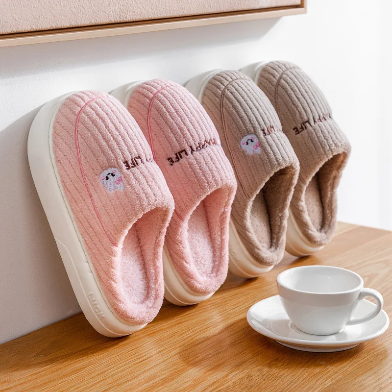

New Cotton Slippers For Women's Winter Indoor Home Fur Slippers With Thick Sole And Anti Slip Winter Style For Home Use