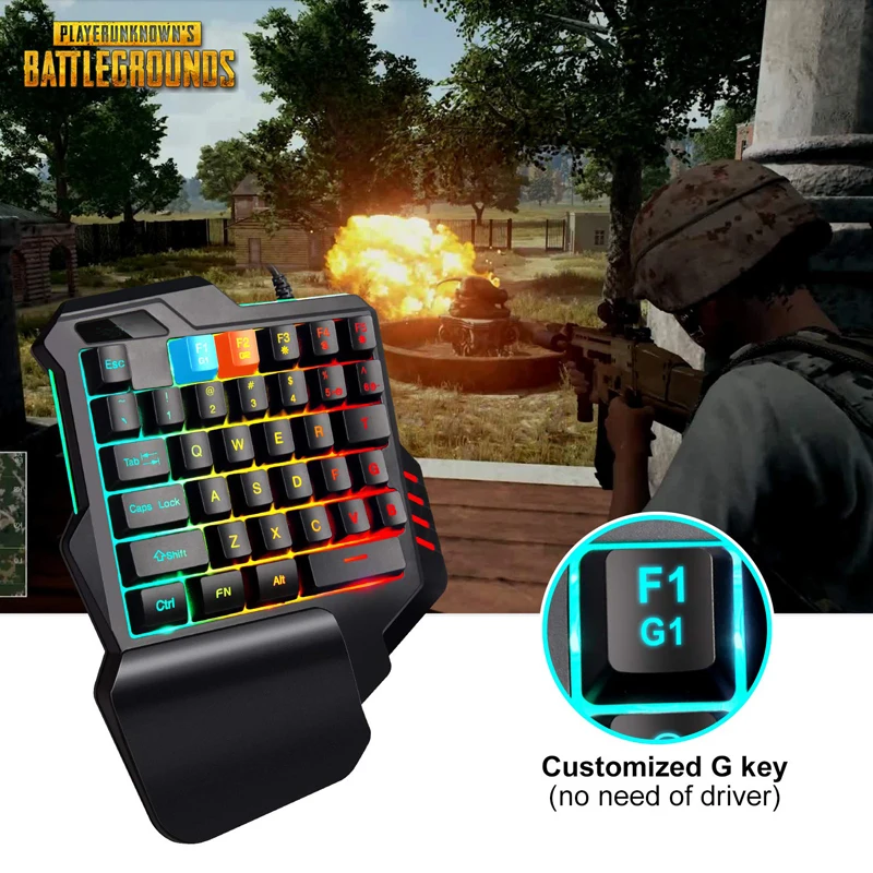 USB Wired Gaming Keypad with LED Backlight 35 Keys sades One-handed Membrane RGB gaming Keyboard Wide Hand Rest  for LOL/PUBG/CF