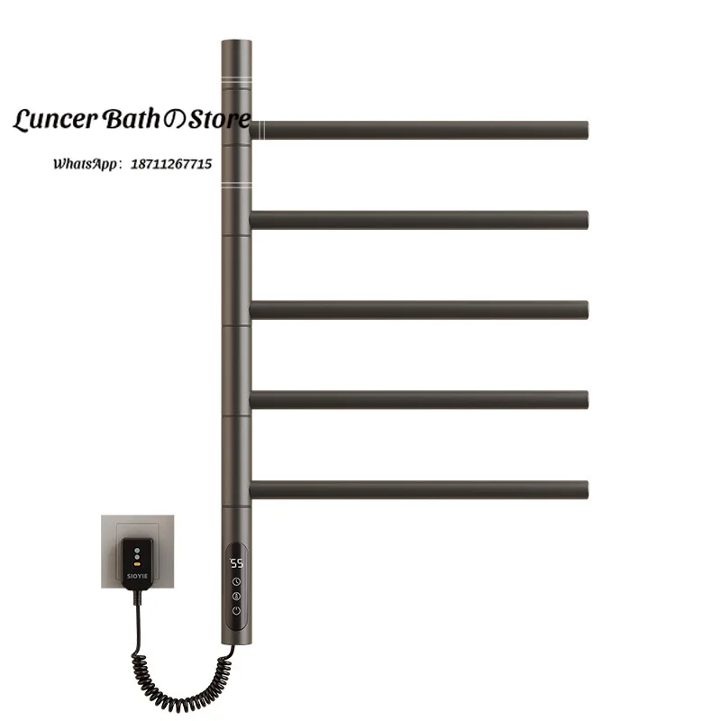 

Rotating Electric Heated Towel Rack, Smart Carbon Fiber Heating Towel Warmer for Bathroom, Wall Mounted Drying Rack