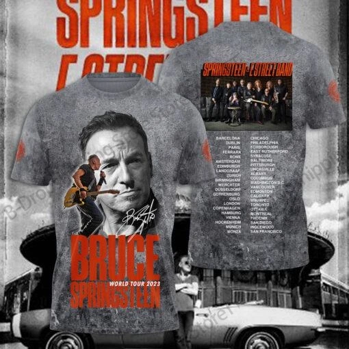2027 Hip Hop Bruce Springsteen Band 3D Print T-shirt Men Women Fashion Short Sleeve Oversize Tops Tees Men Clothing Rock Apparel