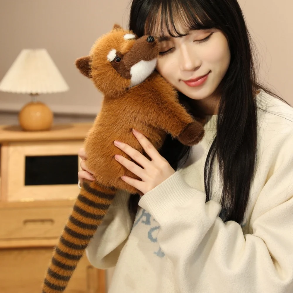 Peluche realistico di procione a coda lunga, morbido peluche pigro e soffice, bambola di peluche, abbraccio, cuscino da tiro, regalo di compleanno