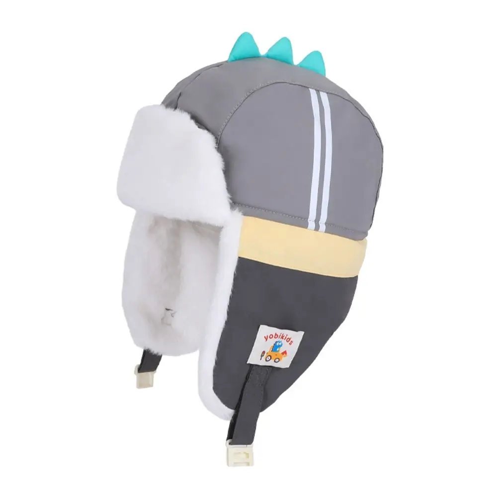 Cute Polyester Cartoon Trapper Hat Ear Protection Warm Dinosaur Winter Hat Thick 49-55CM Earflap Hat For Children