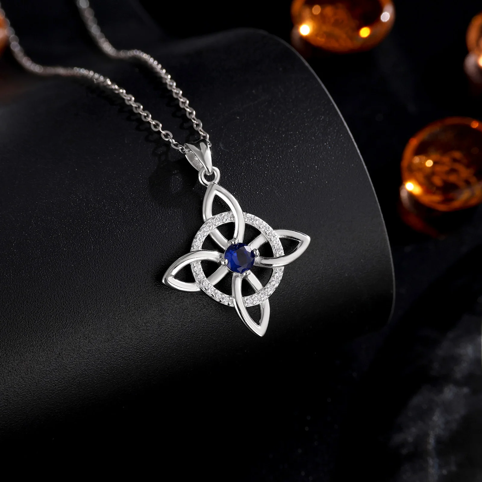 AEONSLOVE 925 Sterling Silver Irish Witch Knot Necklace for Women Zircon Celtic Knot Pendant Amulet Spiritual Jewelry Party Gift