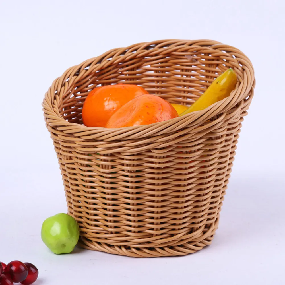 Creative Simulated Rattan Style Braided Storage Basket for Fruit Vegetable Bread Snack Organization Home Decor Gift Wedding