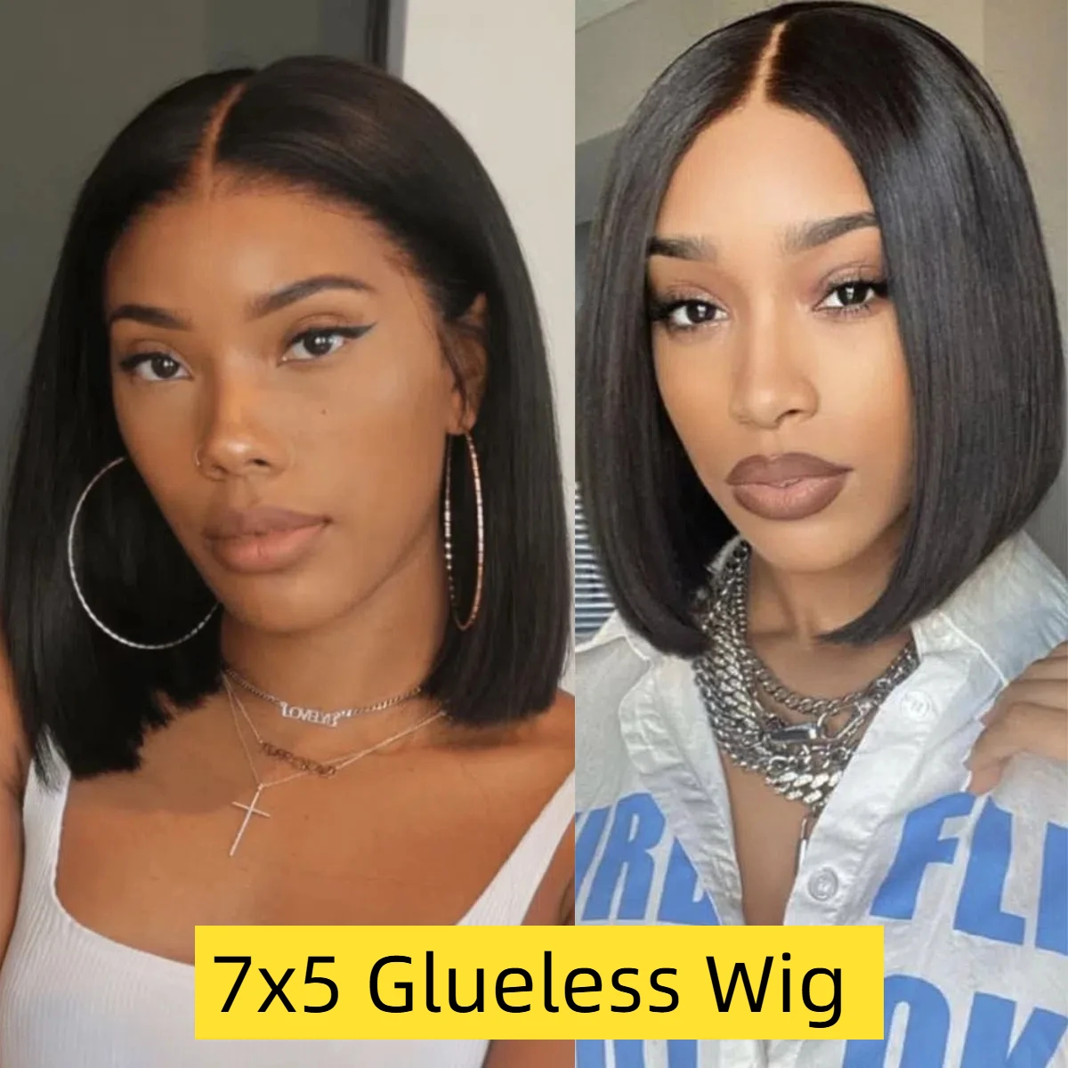 شعر مستعار بوب بدون صمغ شعر بشري قبل قطعها قصير مستقيم بوب الباروكات للنساء السود قبل قطع ارتداء والذهاب غلويليس الباروكات شعر الإنسان